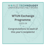 A graphic which reads: WTUN Exchange Programme 2023-24, Congratulations to each of this year's recipients!
